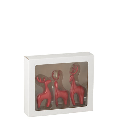 Rendier Resine Galvanisch Rood Set van 3 J-Line