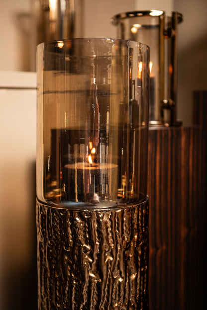 Rezy BrownGold Big Floor Stormlight Amber Luster L PTMD - Kandelaar - PTMD - livinglovely.nl