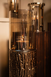Rezy BrownGold Big Floor Stormlight Amber Luster S PTMD - Kandelaar - PTMD - livinglovely.nl