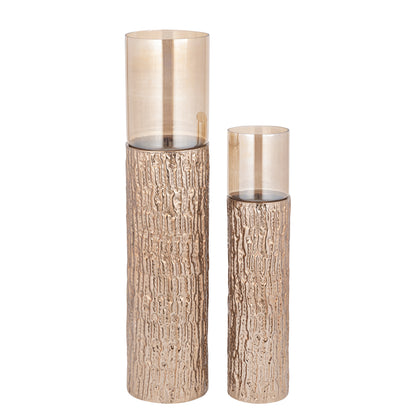 Rezy BrownGold Big Floor Stormlight Amber Luster S PTMD - Kandelaar - PTMD - livinglovely.nl