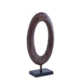 Rhubie Brown oval alu casted statue on base long PTMD - Ornament - PTMD - livinglovely.nl