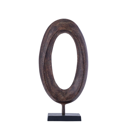 Rhubie Brown oval alu casted statue on base long PTMD - Ornament - PTMD - livinglovely.nl