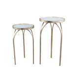 Rikka Gold iron fairy sidetable mirror top Set van 2 PTMD - Bijzettafel - PTMD - livinglovely.nl