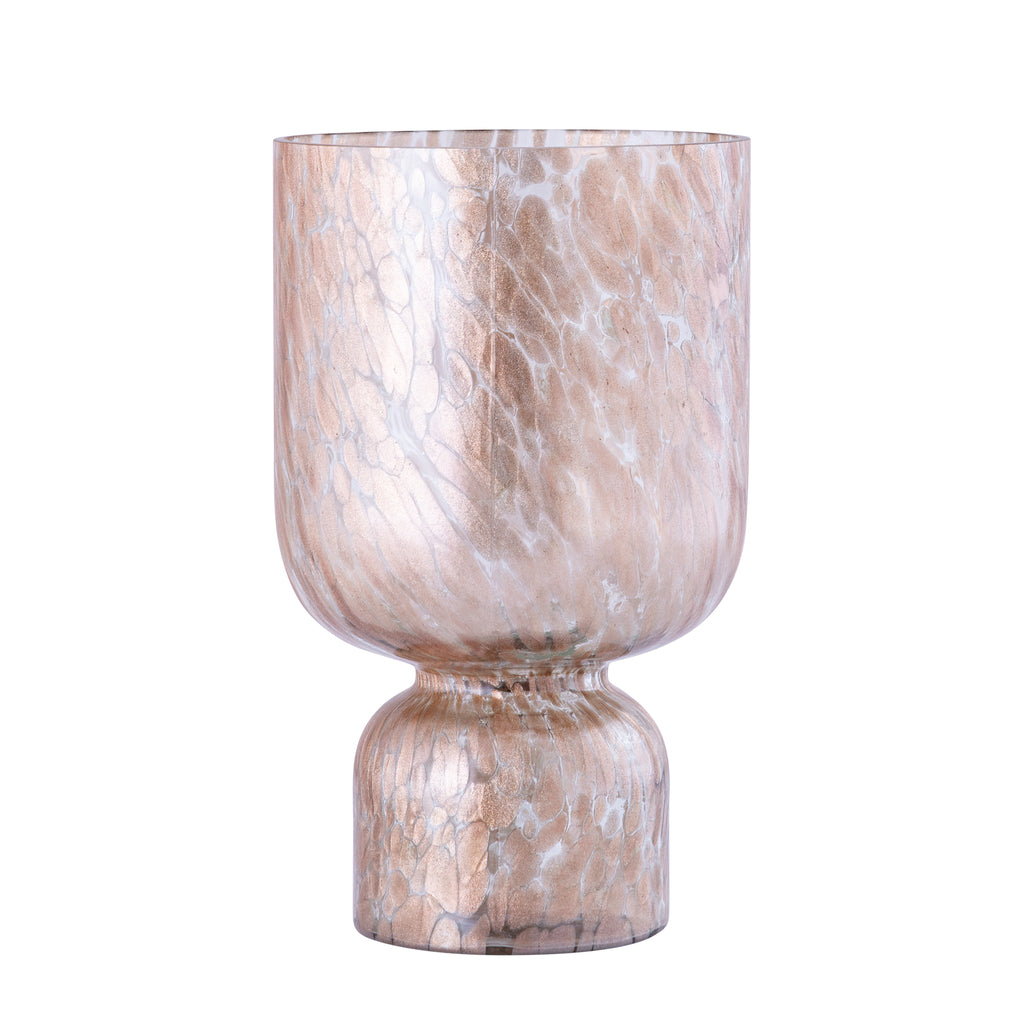 Rishi Clear glass stormlight pink dots round L PTMD - Windlicht - PTMD - livinglovely.nl