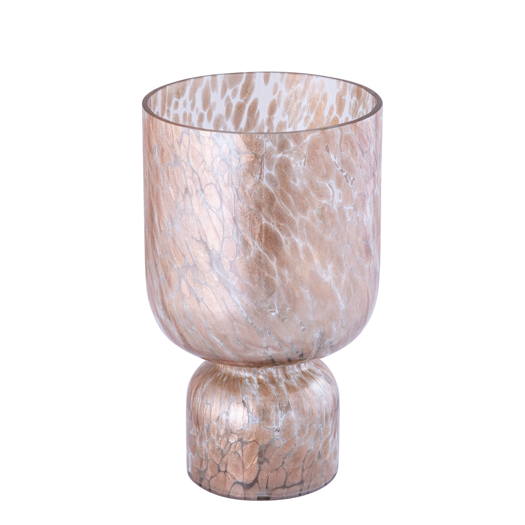 Rishi Clear glass stormlight pink dots round L PTMD - Windlicht - PTMD - livinglovely.nl