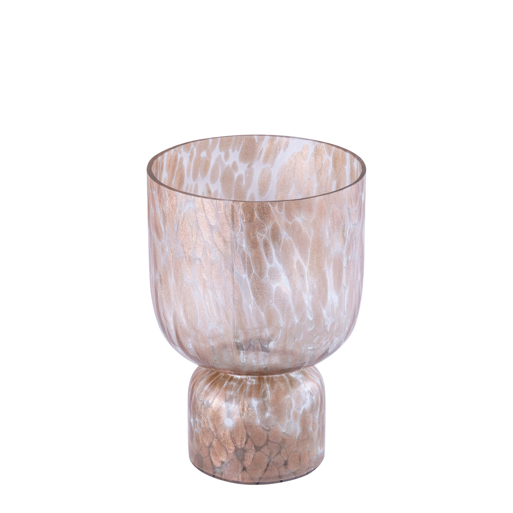 Rishi Clear glass stormlight pink dots round M PTMD - Windlicht - PTMD - livinglovely.nl