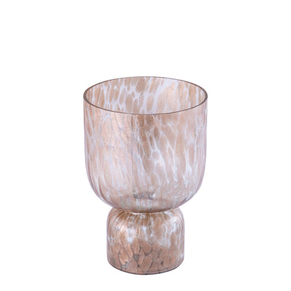 Rishi Clear glass stormlight pink dots round M PTMD - Windlicht - PTMD - livinglovely.nl