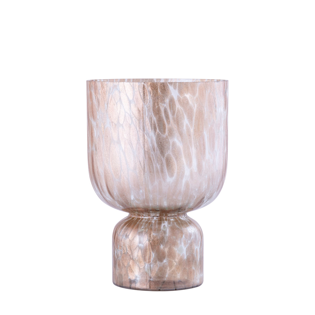 Rishi Clear glass stormlight pink dots round M PTMD - Windlicht - PTMD - livinglovely.nl