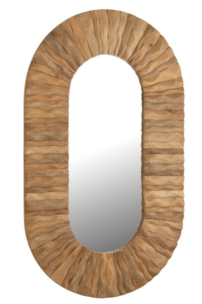 Wandspiegel Curve Ovaal Hout Naturel 152x6x92cm J-Line