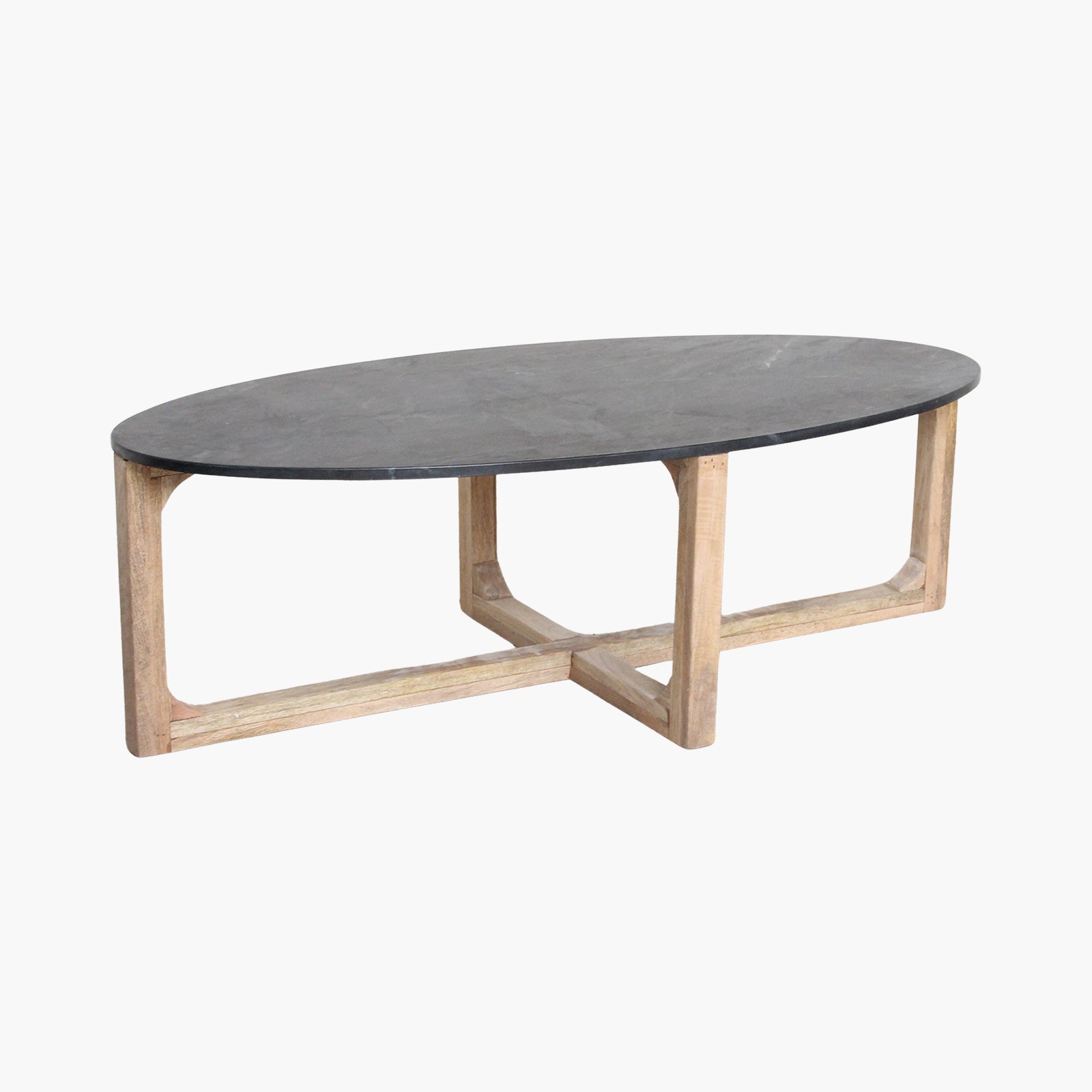 Marmeren Salontafel Ovaal Zwart Raw Materials