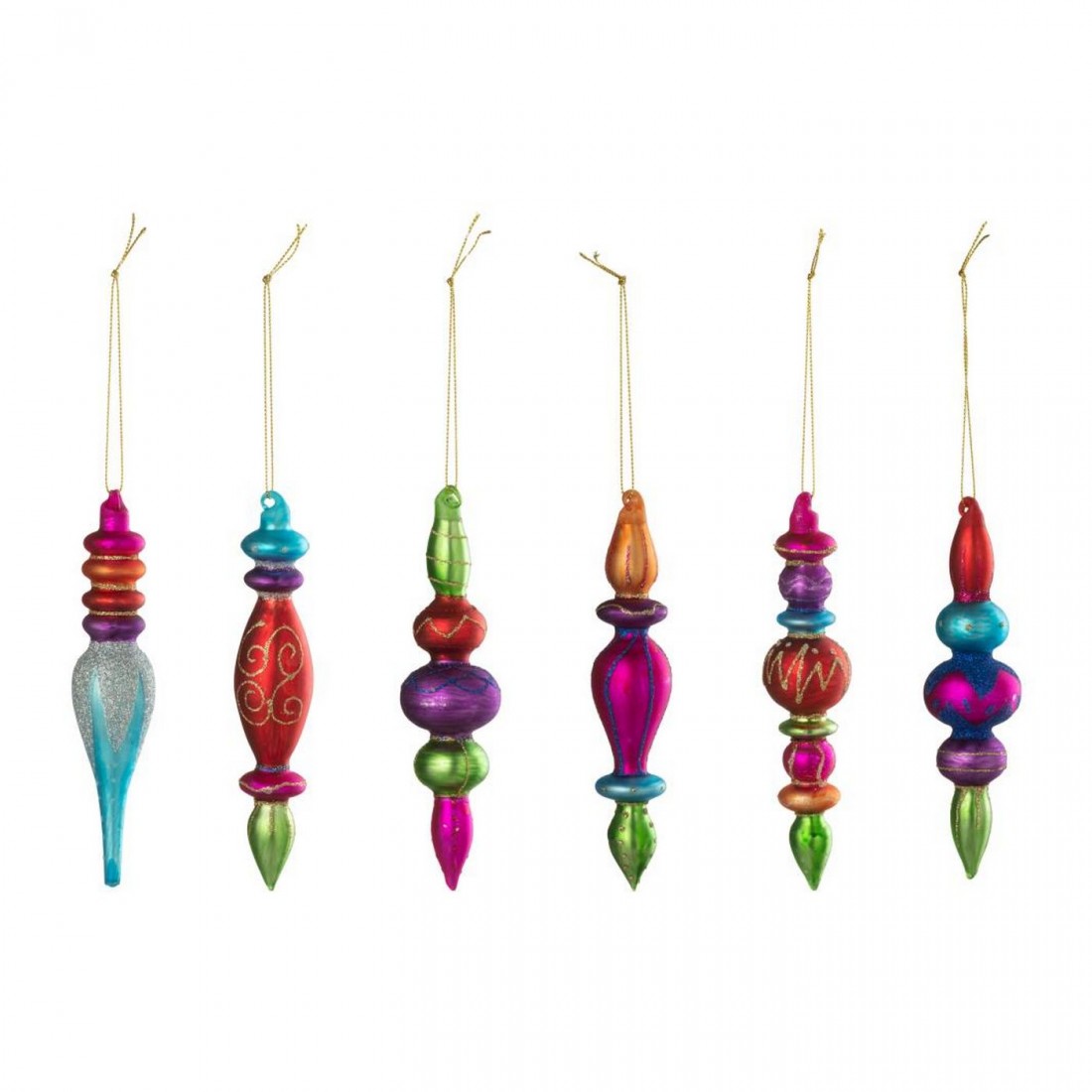 Doos Van 6 Kerstbal Glas Meerkleurig J-Line