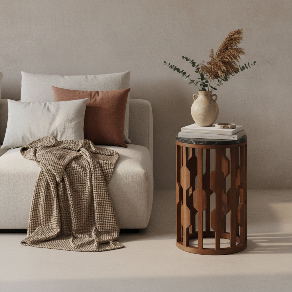 Lampung bijzettafel marmer zwart – 40x40x50 cm Raw Materials