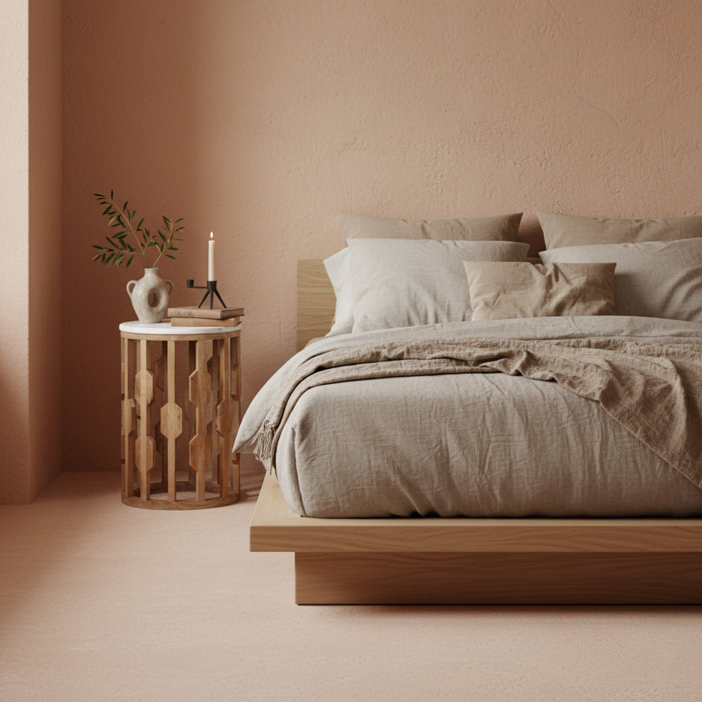 Atjeh bijzettafel marmer wit – 40x40x50 cm Raw Materials