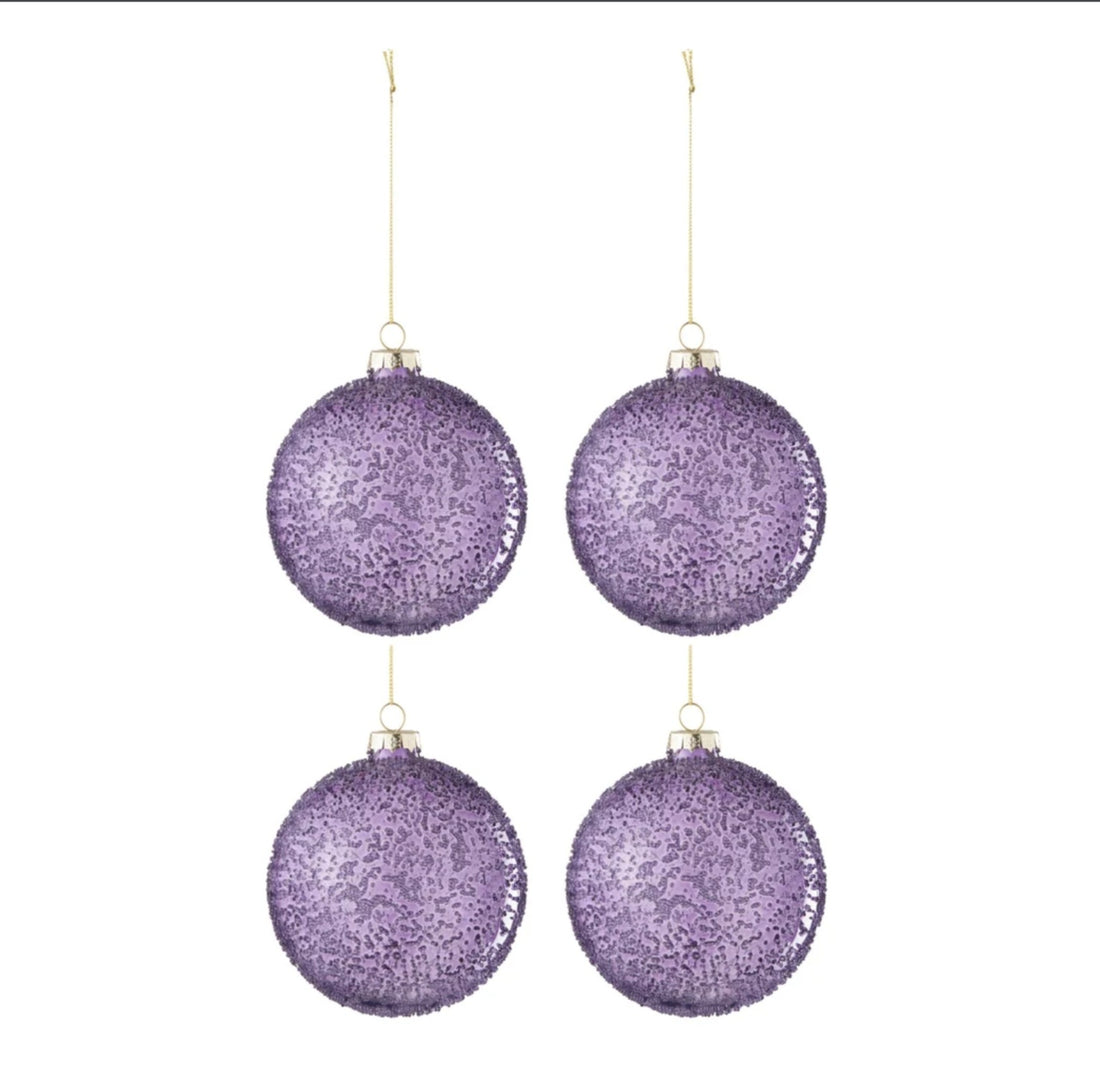 Doos Van 4 Kerstbal Parels Glas Mauve Small J-Line