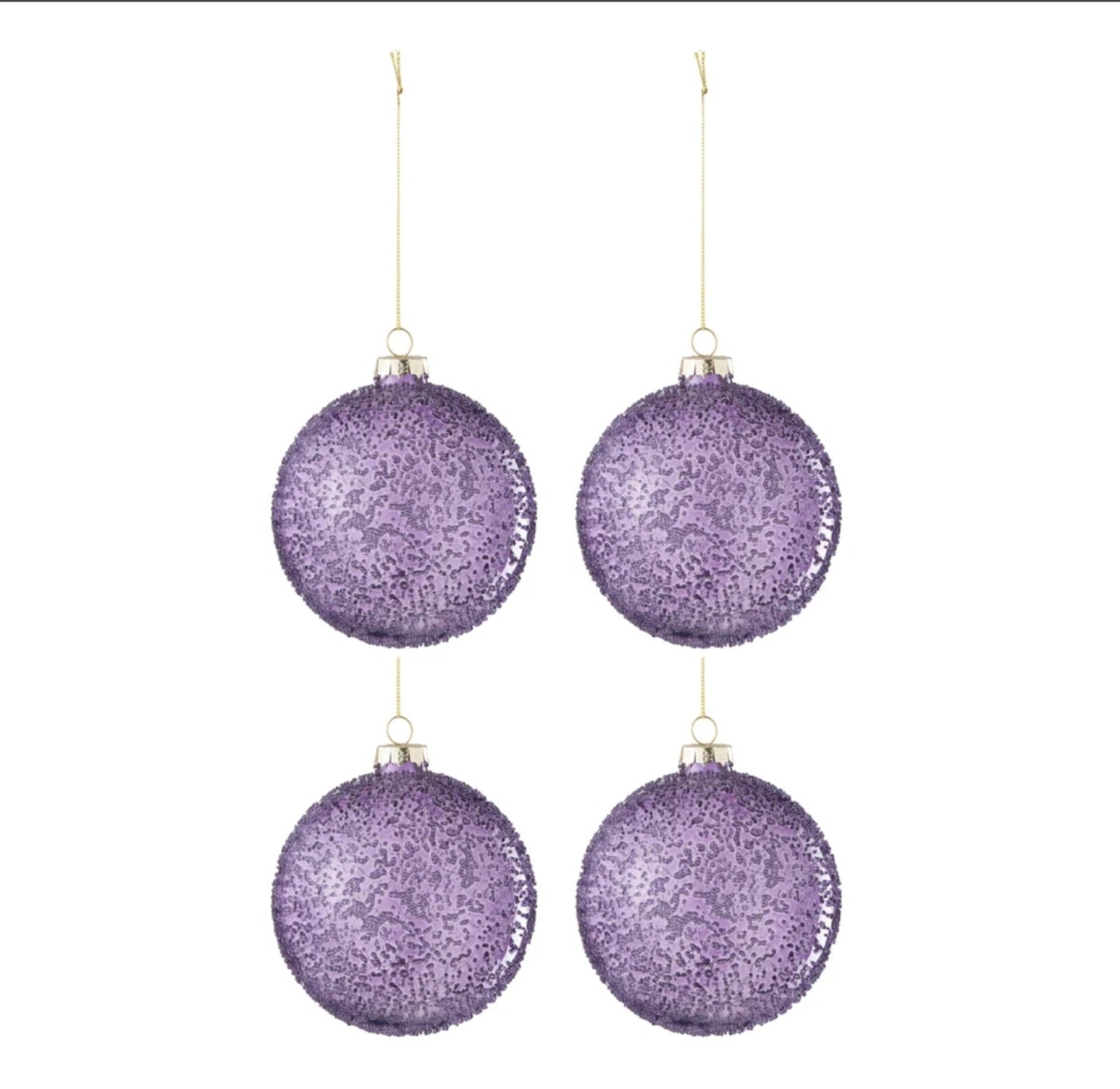 Doos Van 4 Kerstbal Parels Glas Mauve Small J-Line