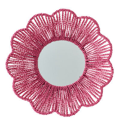 Wandspiegel Raffia Donkerroze J-Line