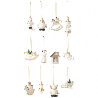 Doos Met 12 Hangers Hout Wit/Goud J-Line