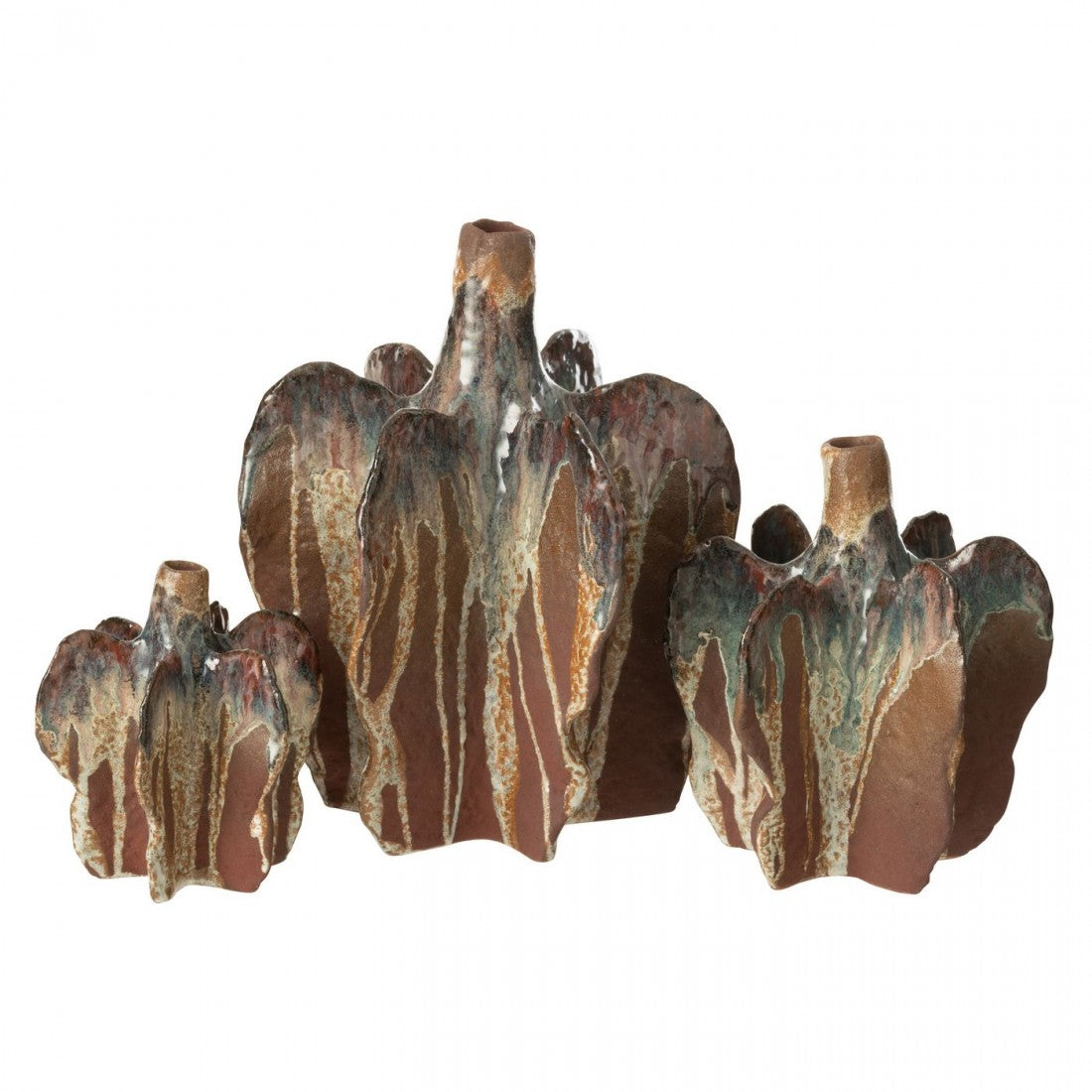 Vaas Naga Keramiek Roest Bruin Small 13,5x12,5x15,5cm J-Line