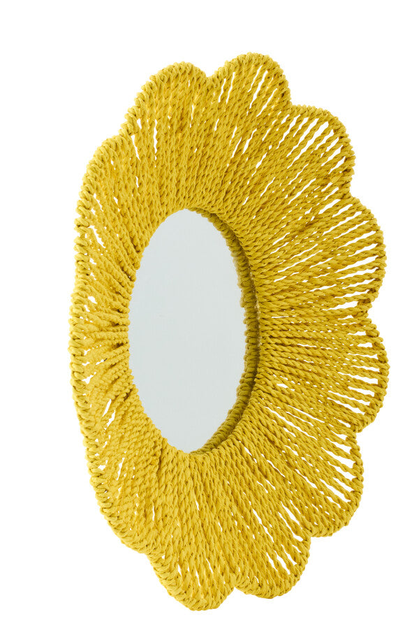 Wandspiegel Raffia Geel J-Line