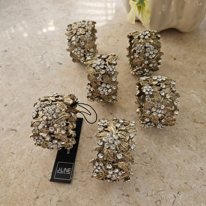 Doos 6 Servetring Breed Metaal Goud J-Line