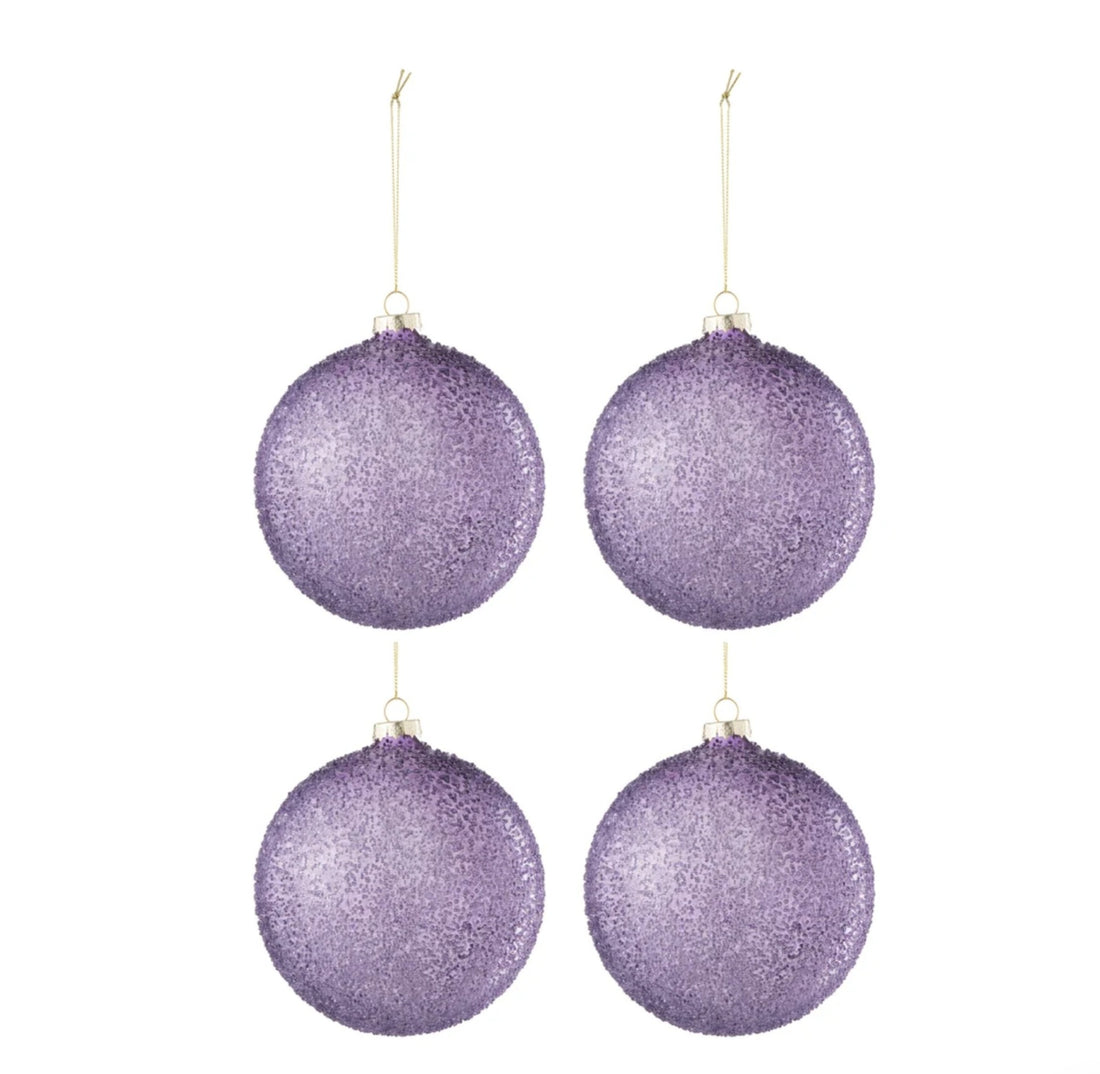 Doos Van 4 Kerstbal Parels Glas Mauve Large J-Line