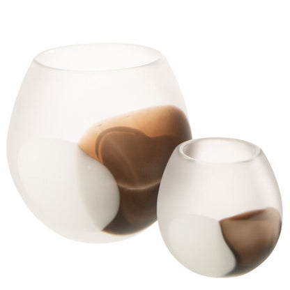 Windlicht Bal Glas Wit/Bruin Small J-Line