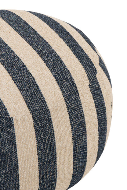 Poef Gestreept Multiplex Blauw/Gebroken Wit J-Line