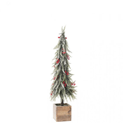 Kerstboom + Led Kunststof Sneeuw Groen/Rood Large H75cm J-Line