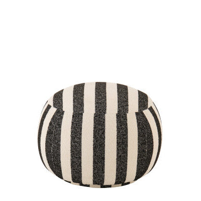Poef Gestreept Multiplex Zwart/Gebroken Wit J-Line