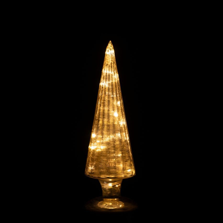 Kerstboom Led Draaiend Glas Goudkleurig Set van 2 J-Line