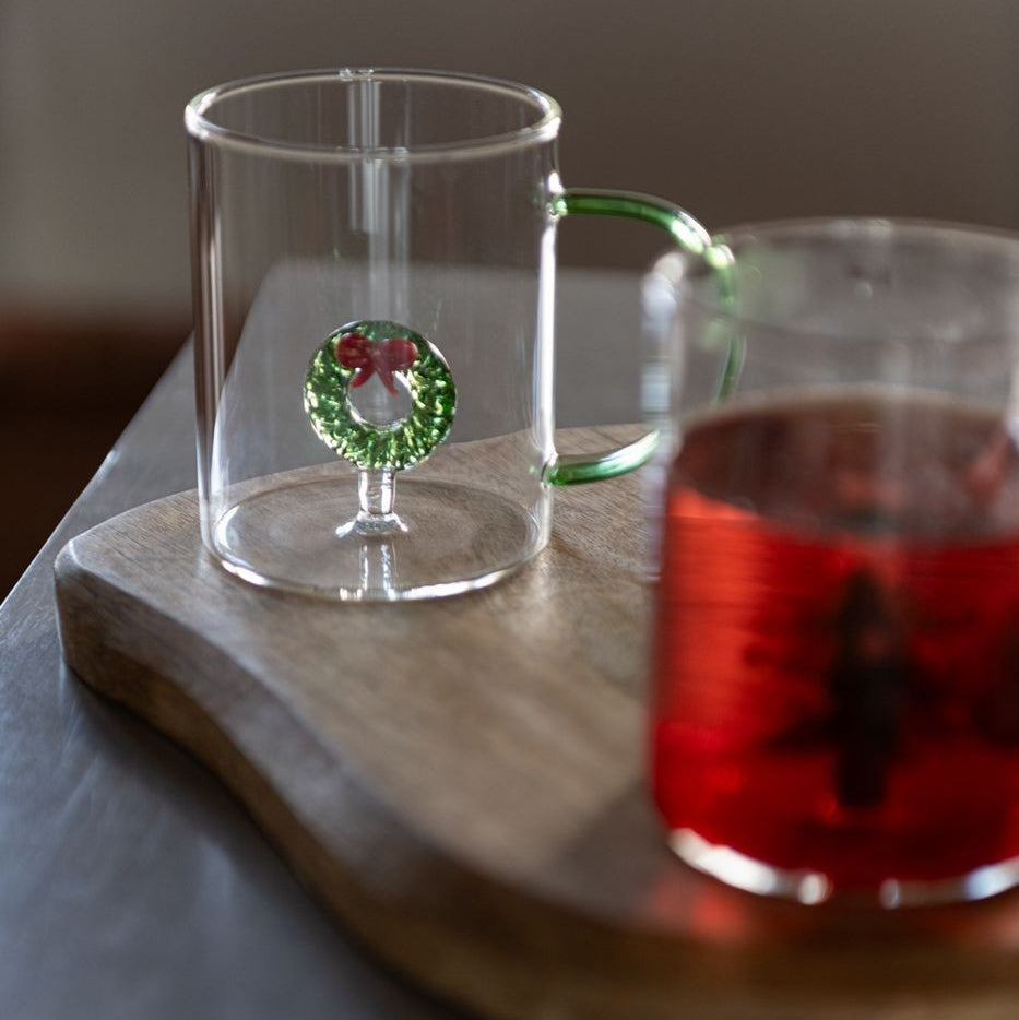 Drinkglas Sneeuwpop. Kerstboom, Krans Glas Transparant/Meerkleurig Set van 3 J-Line