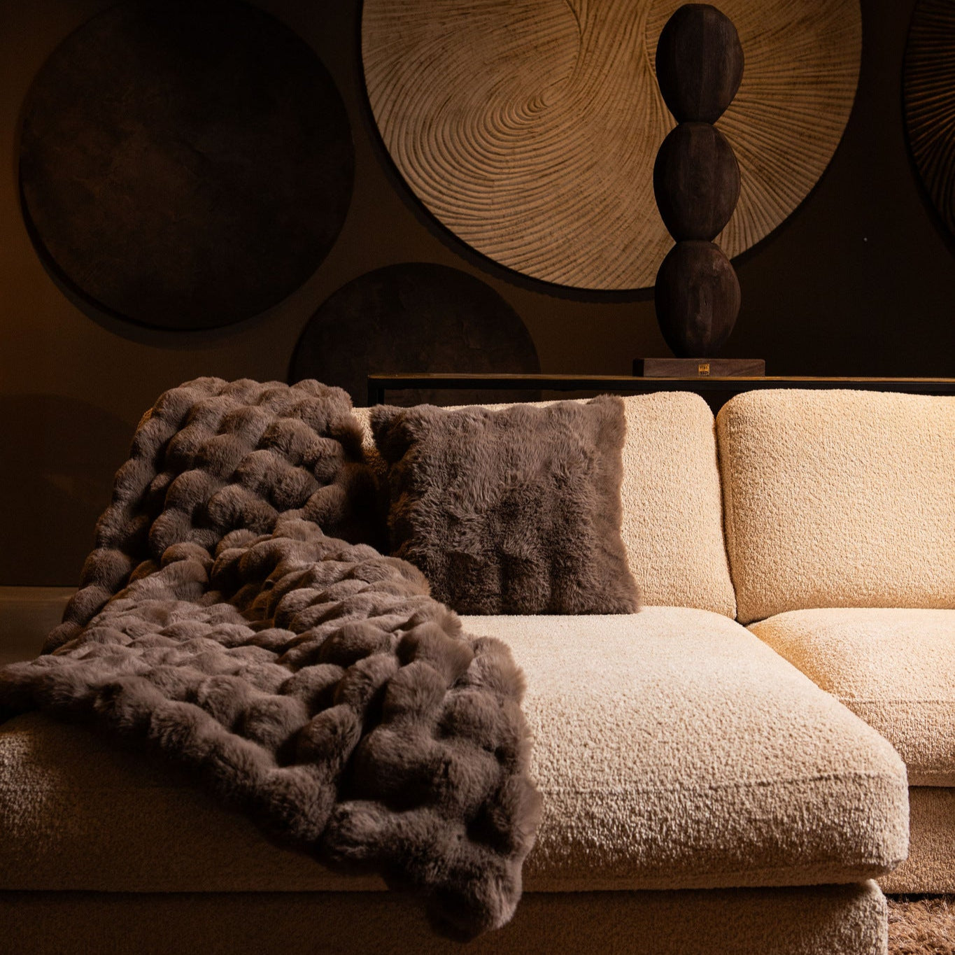 Plaid Dunae Taupe Nep Bont Large 220x240cm PTMD