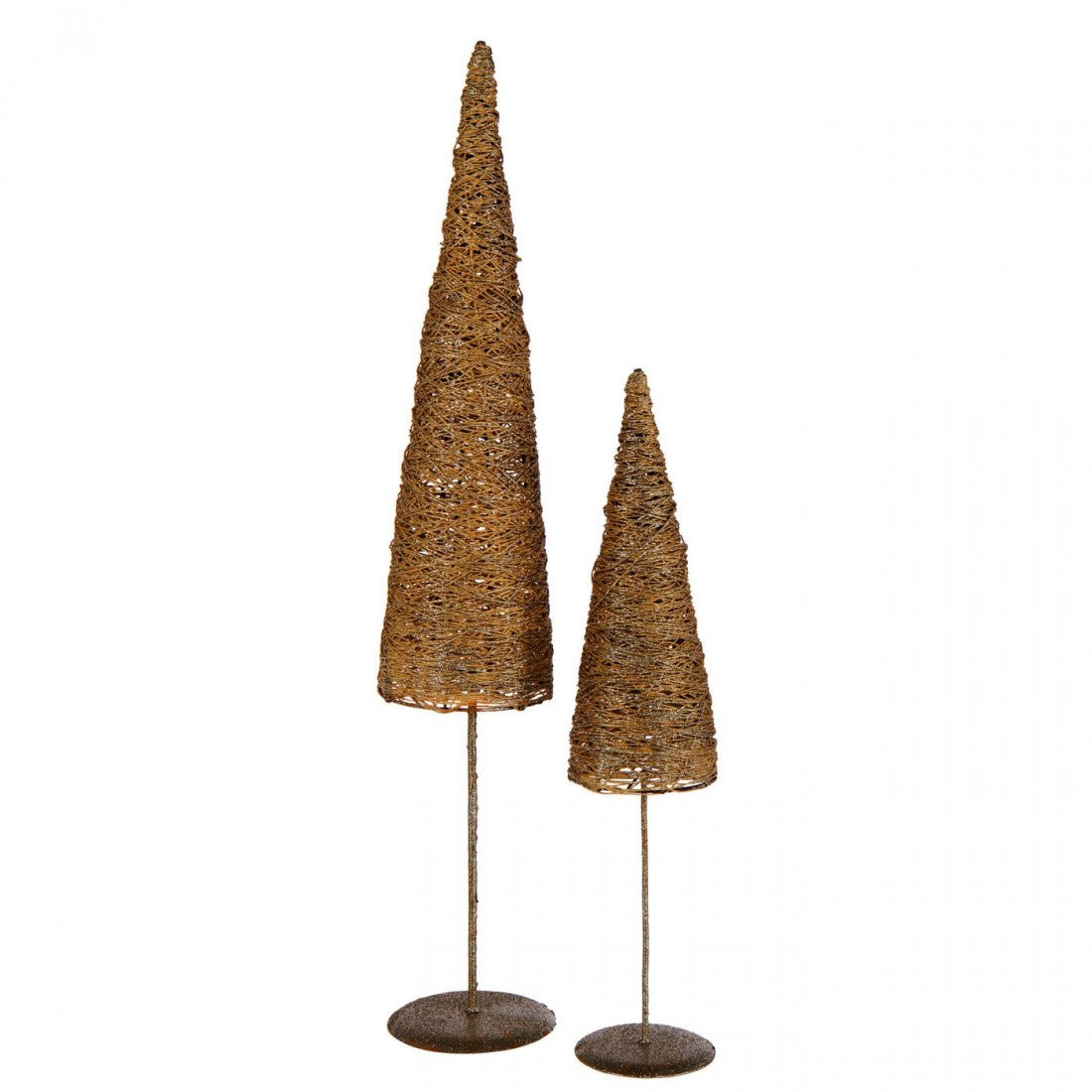 Kerstboom Op Voet Metaal/Papier Goudkleurig Set van 2 J-Line