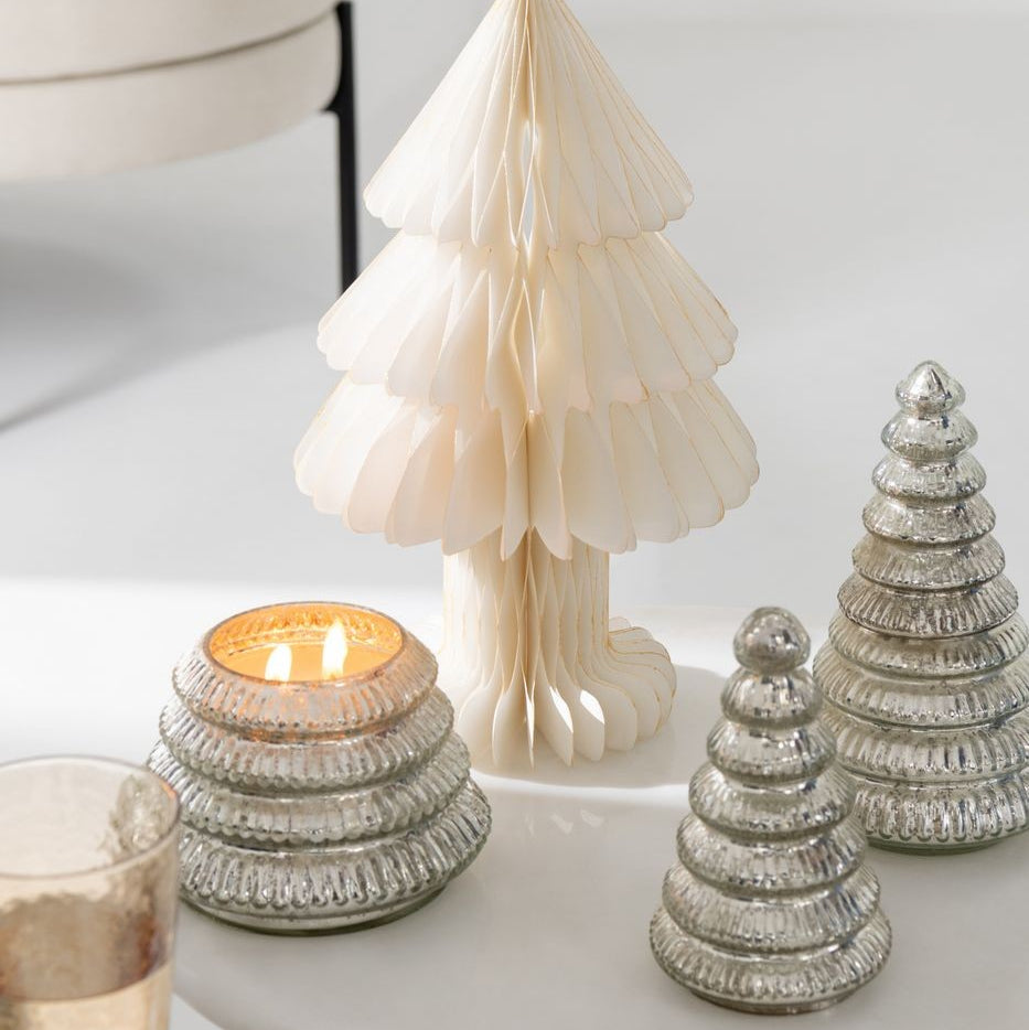 Geurkaars Boom Geribbeld Glas Zilverkleurig Small J-Line