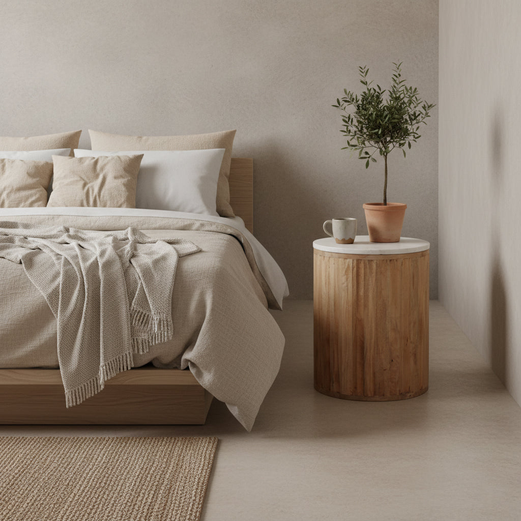 Ronde Bijzettafel Malakka Marmer Wit Raw Materials