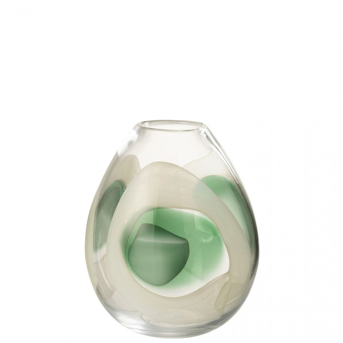 Vaas Livy Glas Groen/Wit/Transparant Medium Ø20,5xH25,5cm J-Line