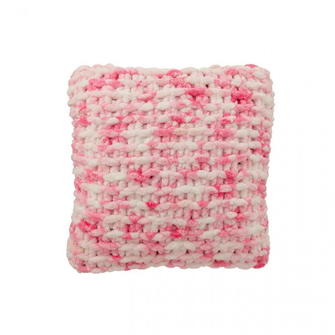 Kussen Gebreeën Polyester Roze/Wit J-Line