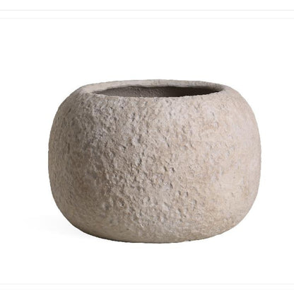 Pot Meleyah Beige Fiber Cement Rock Look Rond Small PTMD