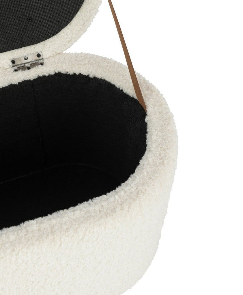 Poef Opslag Teddy Polyester Wit J-Line