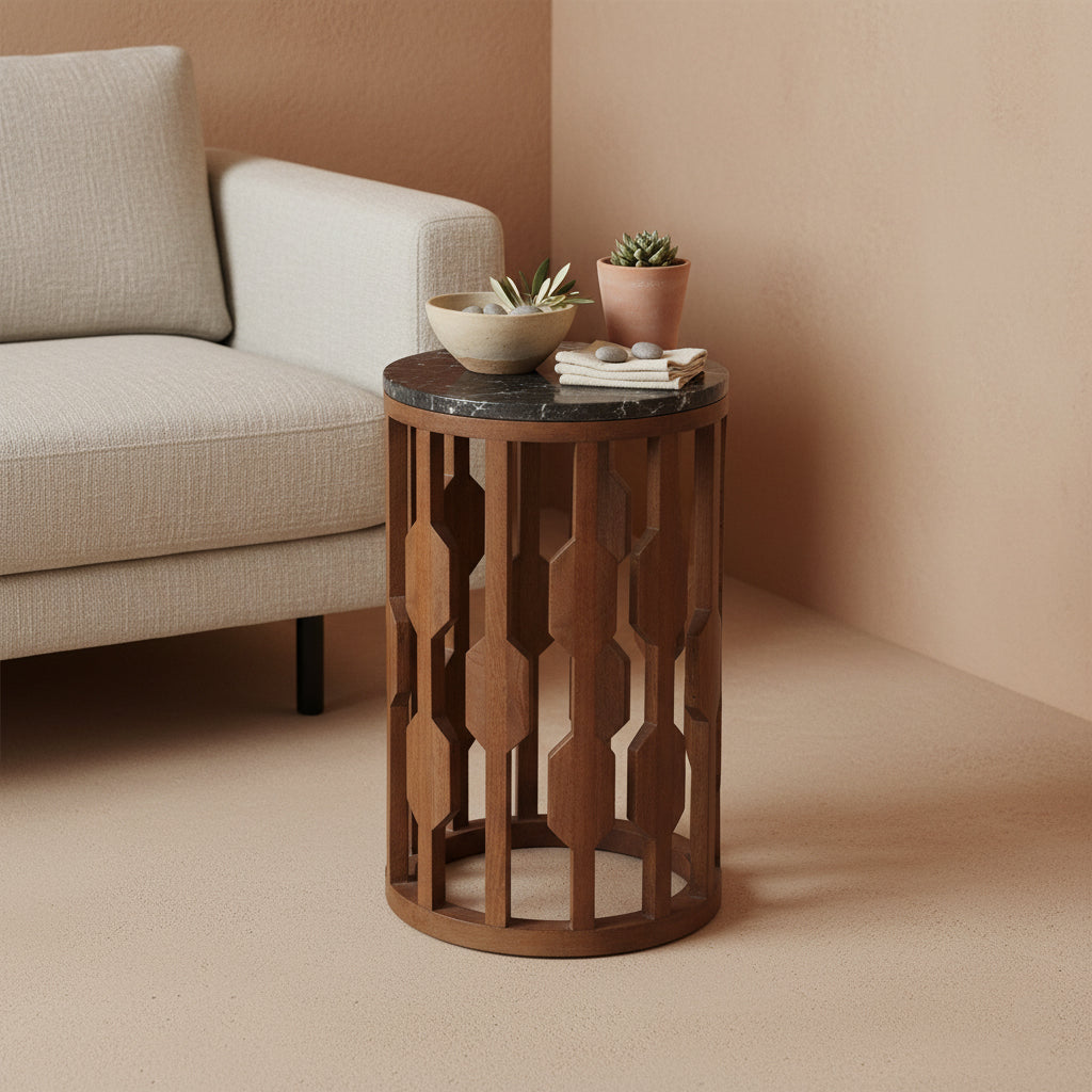 Lampung bijzettafel marmer zwart – 40x40x50 cm Raw Materials