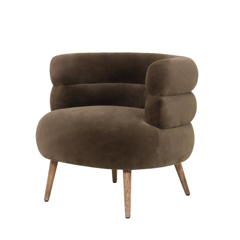 Nelly Dark Brown Fabric Fur Fauteuil PTMD
