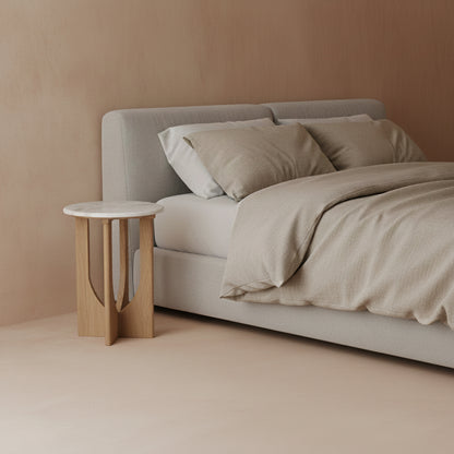 Kuching Bijzettafel Marmer Wit Raw Materials