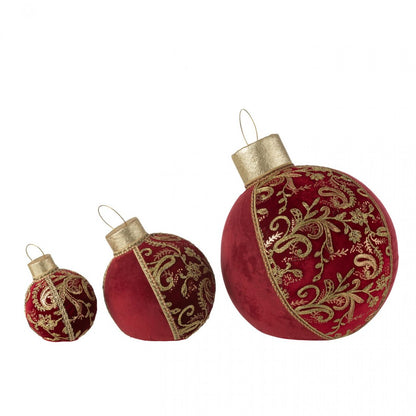 Bal Decoratief Patroon Polyfoam/Textiel Rood/Goud Small J-Line