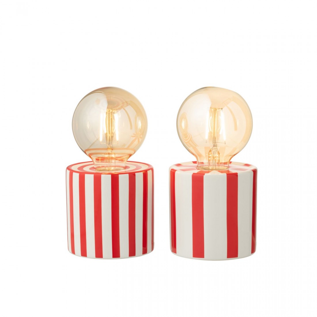 Tafellamp Gestreept Dolomiet Rood/Wit Assortiment Van 2 J-Line