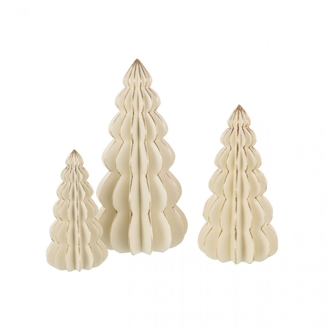 Kerstboom Origami Kalk Wit/Goudkleurig Large H35cm J-Line