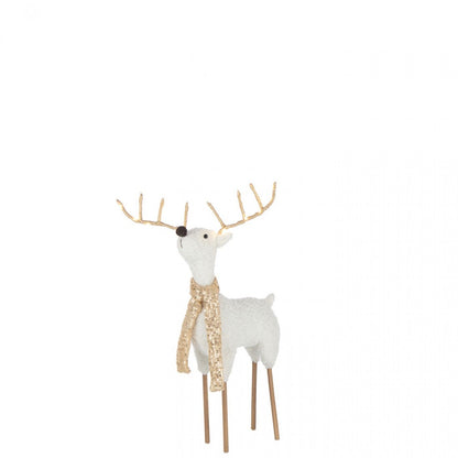 Rendier Sjaal Polyester Wit/Goudkleurig Set van 2 H75cm J-Line