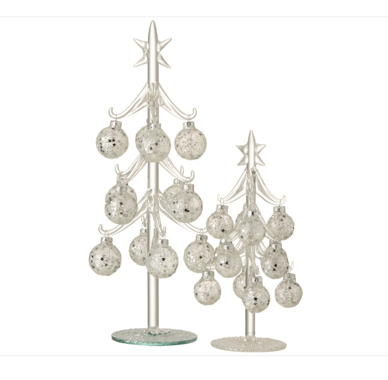 Boom Met Ballen Sterretjes Glas Zilver Small J-Line