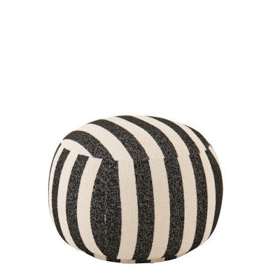 Poef Gestreept Multiplex Zwart/Gebroken Wit J-Line