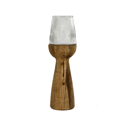 Arbre - Windlicht/vaas - Mango hout / glas - DIA 22 x H 82 cm - Naturel Pomax