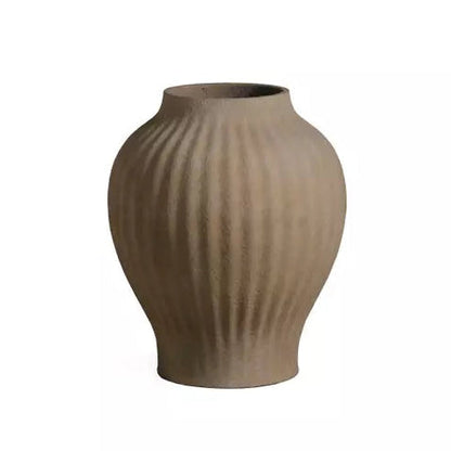 Beautii Pot Vezelcement Bruin Geribbeld Small PTMD
